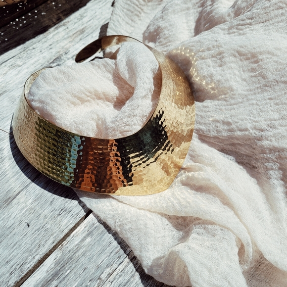 Bisjoux Jewelry - Hammered brass collar choker necklace …